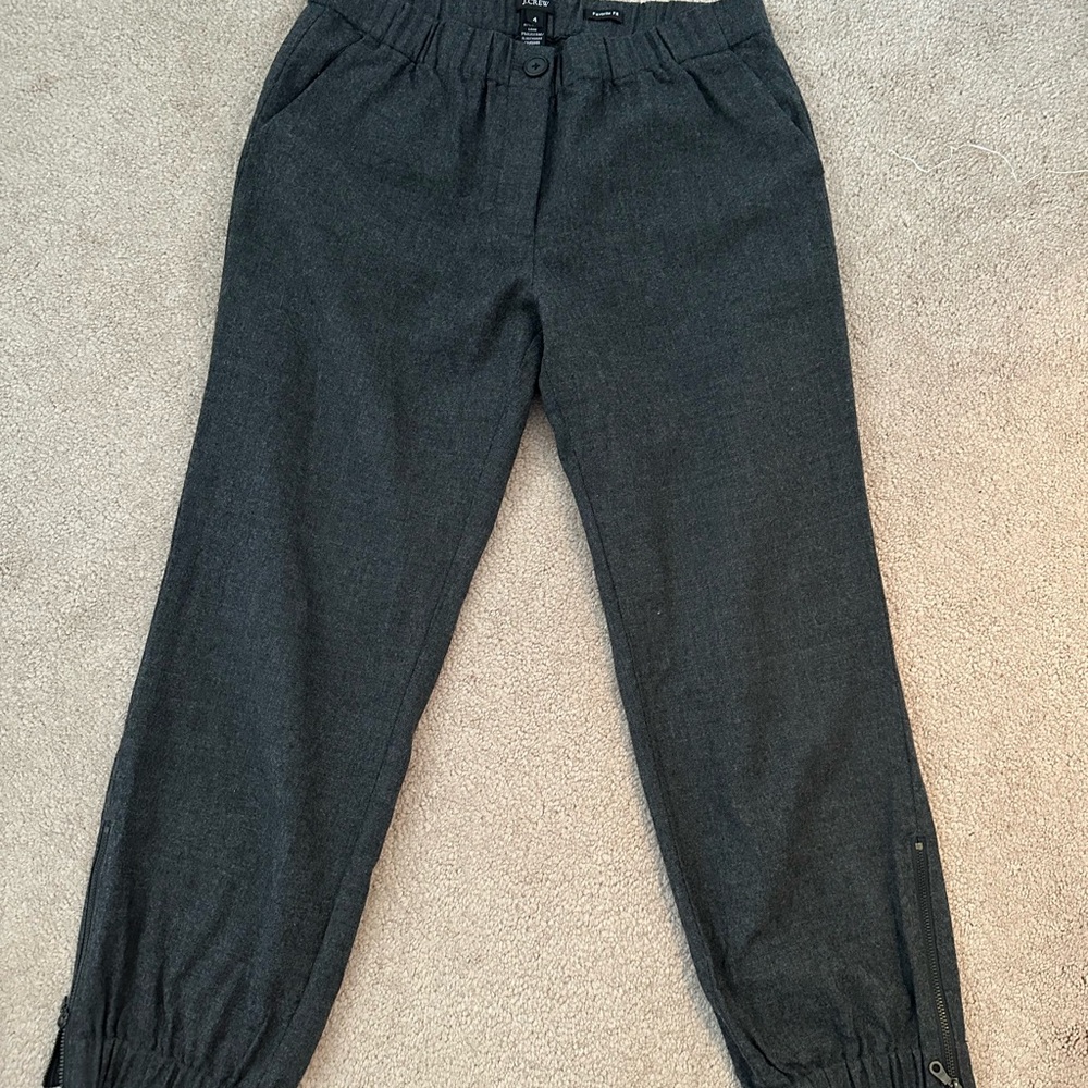 J. Crew Grey wool pants with Elastic Waistband and Tapered Fit